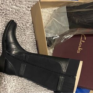 Clarks Women's Black Leather Combat Boots